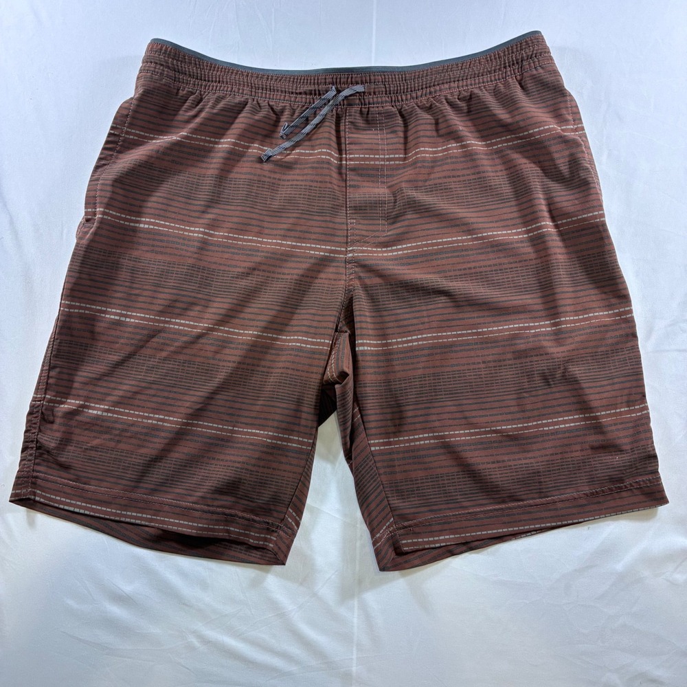 Kuhl Mens Brown Striped Elastic Waist Drawstring Hiking Shorts Large